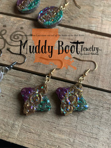 “Muddy-Gras” French Hook Earrings