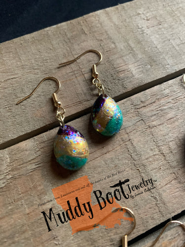 “Muddy-Gras” French Hook Earrings