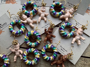 King Cake and Mud Baby Earrings