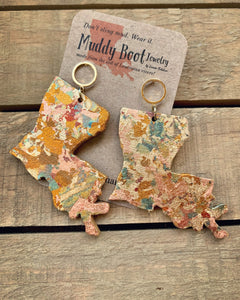 Multi-Colored Gold Leaf Louisiana Dangles