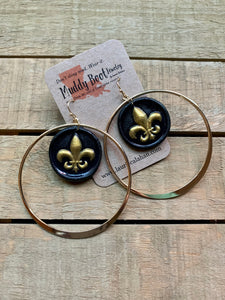 New Orleans Saints Fleur de Lis Hoop Earrings